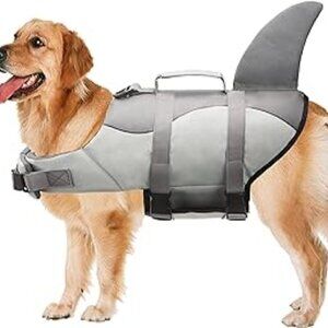 Shark Fin Dog Life Jacket Vest: Safety & Style for Water Adventures, Size Med
